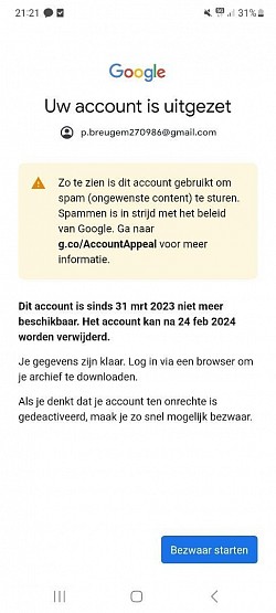 Gmailaccount opgeheven: